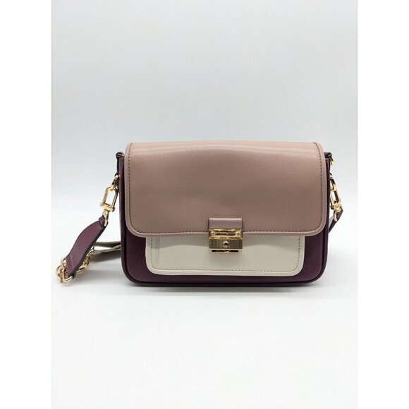 MICHAEL KORS Bradshaw leather women's crossbody messenger bag -BERRY MULTI - Picture 4 of 13